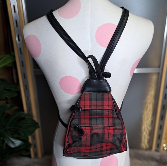 Villager • Grunge Steampunk 90s Y2k 00s Plaid Goth Multiway Dope Bag Backpack - Picture 11 of 16